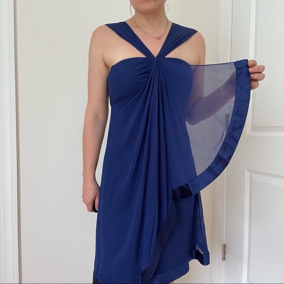 HOAGLUND Silk Chiffon Draped Front Cocktail Dress - Picture 2 of 5